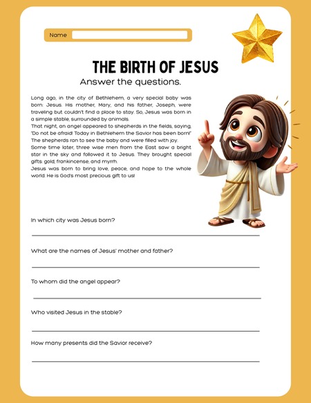 Answer the Questions - The Birth of Jesus