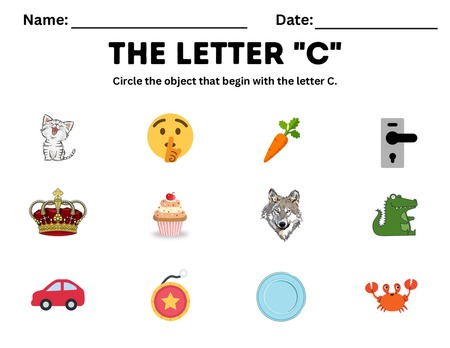 Beginning Sound Activities - Letter C v.2