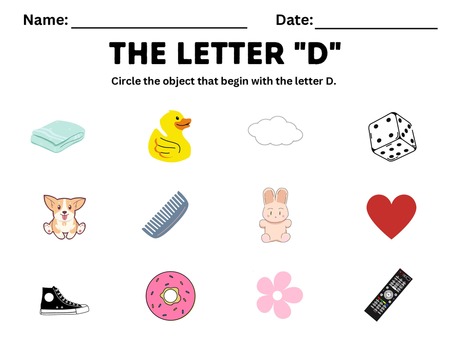 Beginning Sound Activities - Letter D v.2
