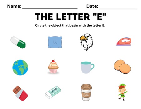 Beginning Sound Activities - Letter E v.2