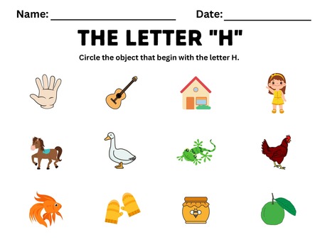 Beginning Sound Activities - Letter H v.2