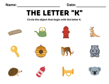 Beginning Sound Activities - Letter K v.2