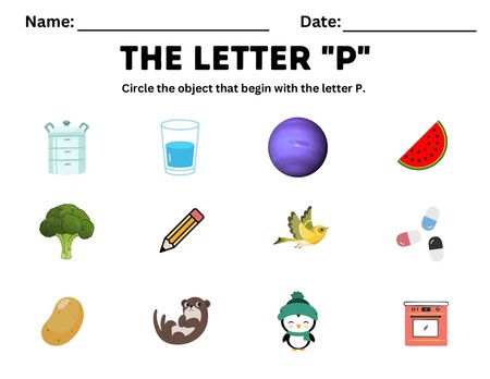 Beginning Sound Activities - Letter P v.2