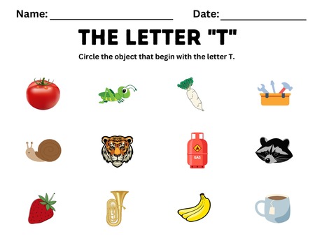 Beginning Sound Activities - Letter T v.2