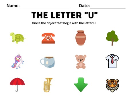 Beginning Sound Activities - Letter U v.2