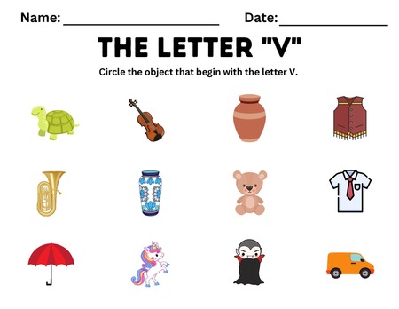 Beginning Sound Activities - Letter V v.2