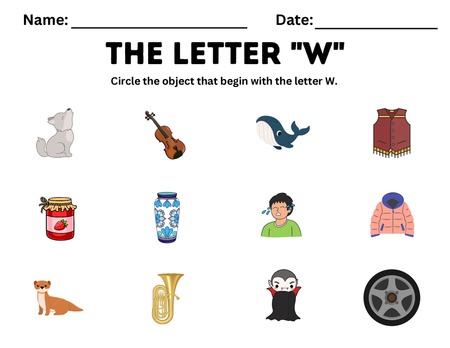 Beginning Sound Activities - Letter W v.2