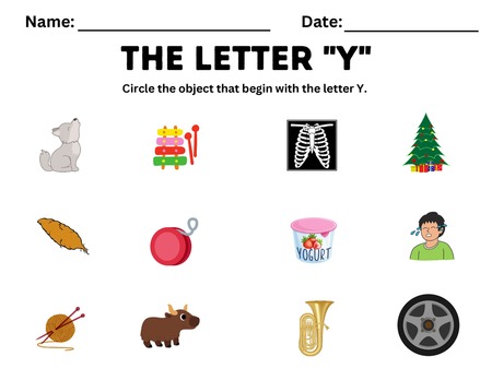 Beginning Sound Activities - Letter Y v.2