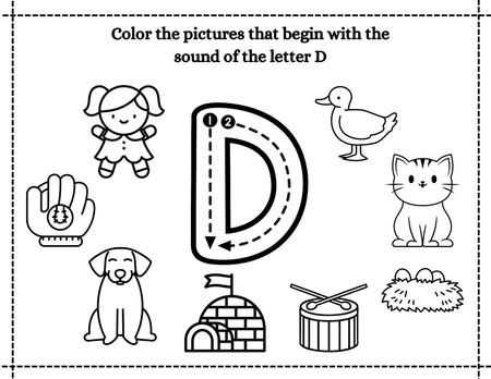Beginning Sound Coloring - Letter D
