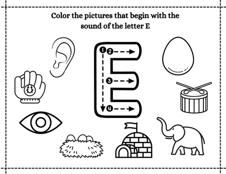 Beginning Sound Coloring - Letter E