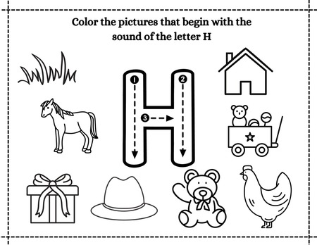 Beginning Sound Coloring - Letter H