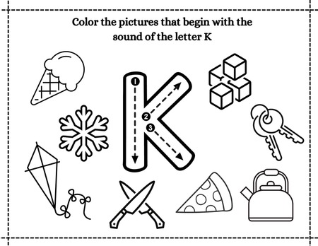 Beginning Sound Coloring - Letter K