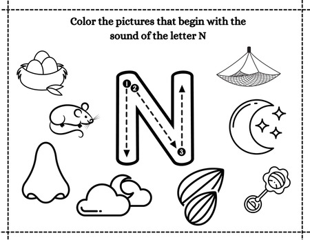 Beginning Sound Coloring - Letter N