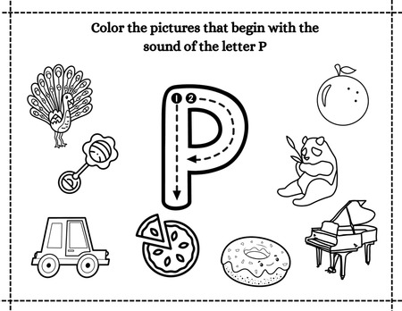 Beginning Sound Coloring - Letter P