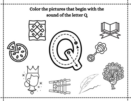Beginning Sound Coloring - Letter Q