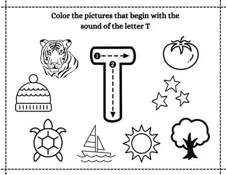 Beginning Sound Coloring - Letter T