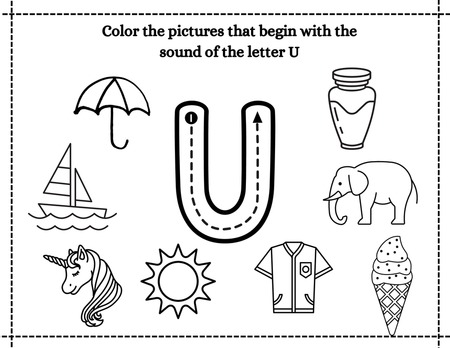 Beginning Sound Coloring - Letter U