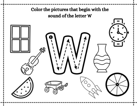 Beginning Sound Coloring - Letter W