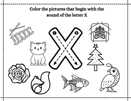Beginning Sound Coloring - Letter X