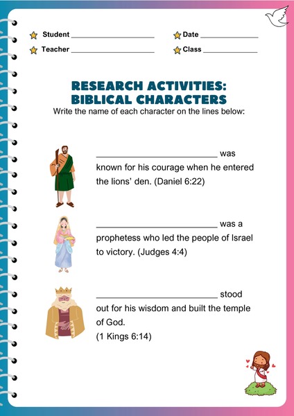 Bible Research Activities - Characters