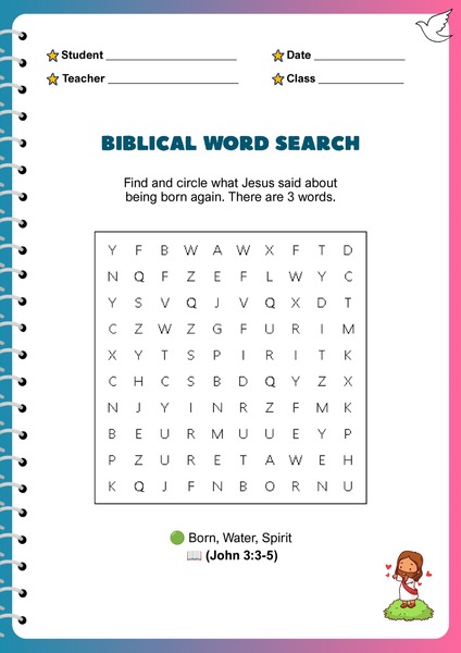 Bible Word Search Activities - Born Again