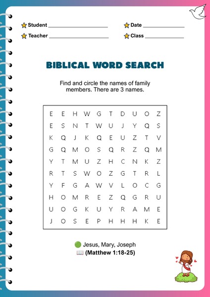 Bible Word Search Activities - Jesus' Family
