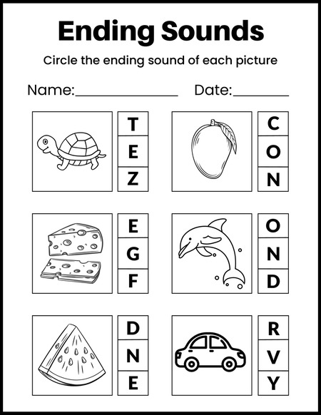 Circle the Ending Sound