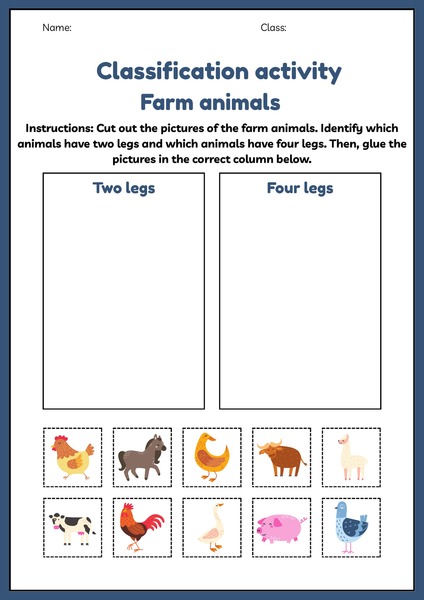 Classification Activity - Farm Animals