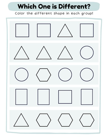 Color the Different Shape in Each Group