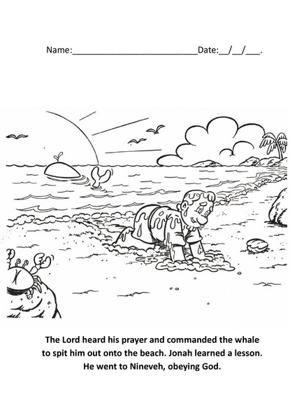 Coloring - Jonah and the Great Fish v.2