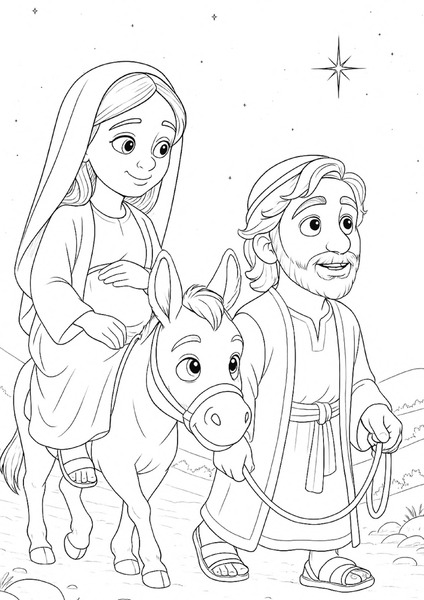 Coloring - Joseph and Mary v.4