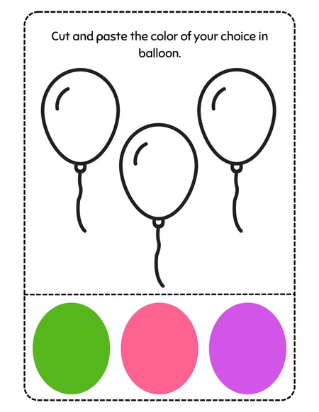 Cut & Paste the Color on the Balloon