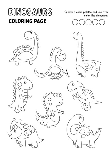 Dinosaurs - Coloring Page