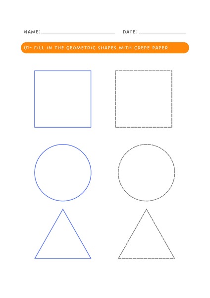Fill the Geometric Shapes with Crepe Paper