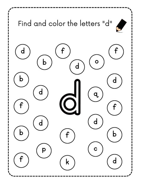 Find and Color the Letters - D