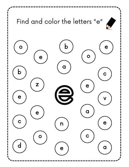 Find and Color the Letters - E