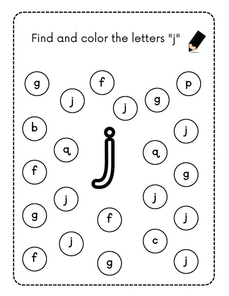 Find and Color the Letters - J
