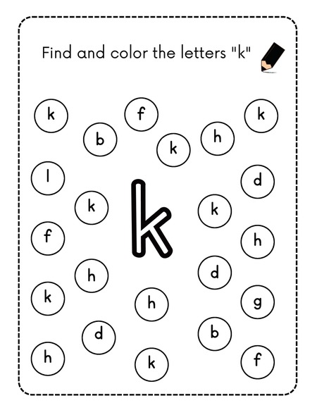 Find and Color the Letters - K