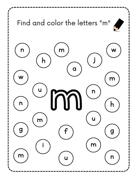 Find and Color the Letters - M