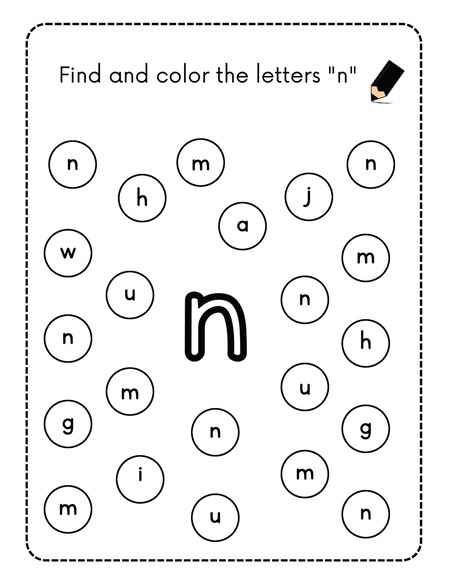 Find and Color the Letters - N