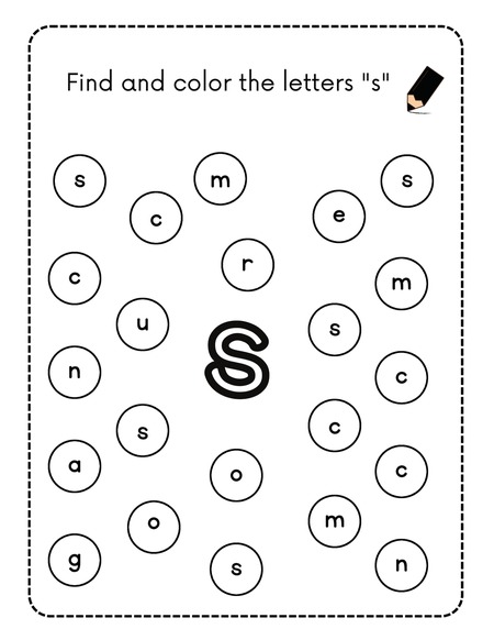 Find and Color the Letters - S