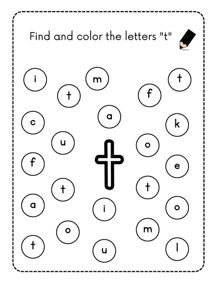 Find and Color the Letters - T