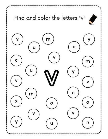 Find and Color the Letters - V
