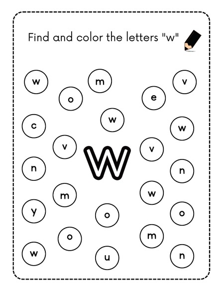 Find and Color the Letters - W