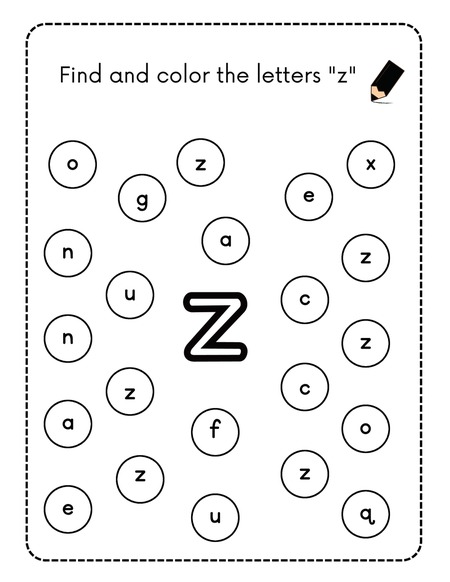 Find and Color the Letters - Z