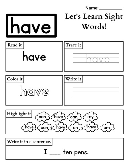 Sight Word Practice v.2