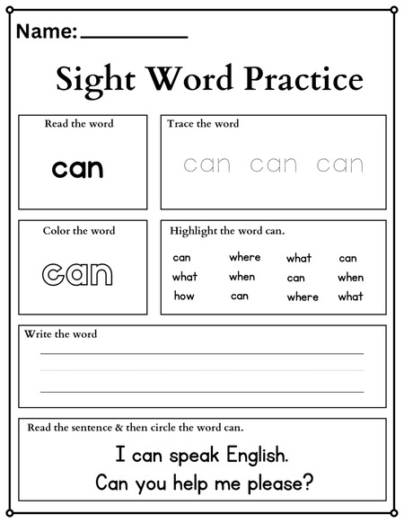 Sight Word Practice v.3