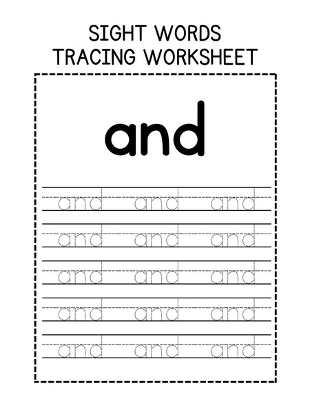 Sight Words Tracing Worksheet