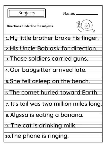 Underline the Subjects